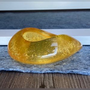 Vintage Artisan Chunky Cobblestone Shaped Honey Lucite Bangle Bracelet